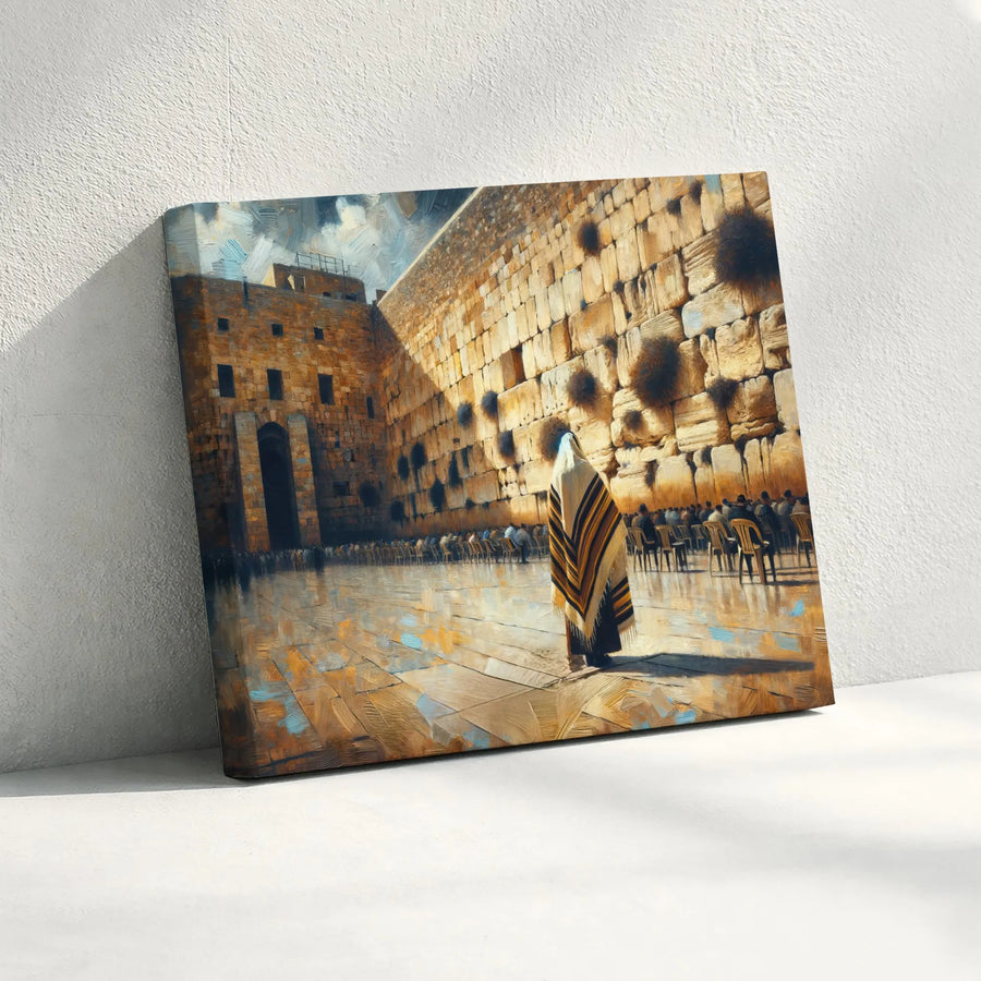Western Wall Canvas Print | Jewish Prayer at The Kotel Painting | Premium Gallery Wrapped Canvas | Judaica Home Decor Gift