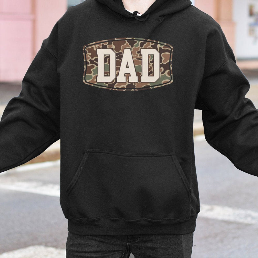 Camo Dad Hoodie | Military Style Graphic Print | Soft Cotton-Poly Blend | Perfect Father's Day 2026 Gift for Men