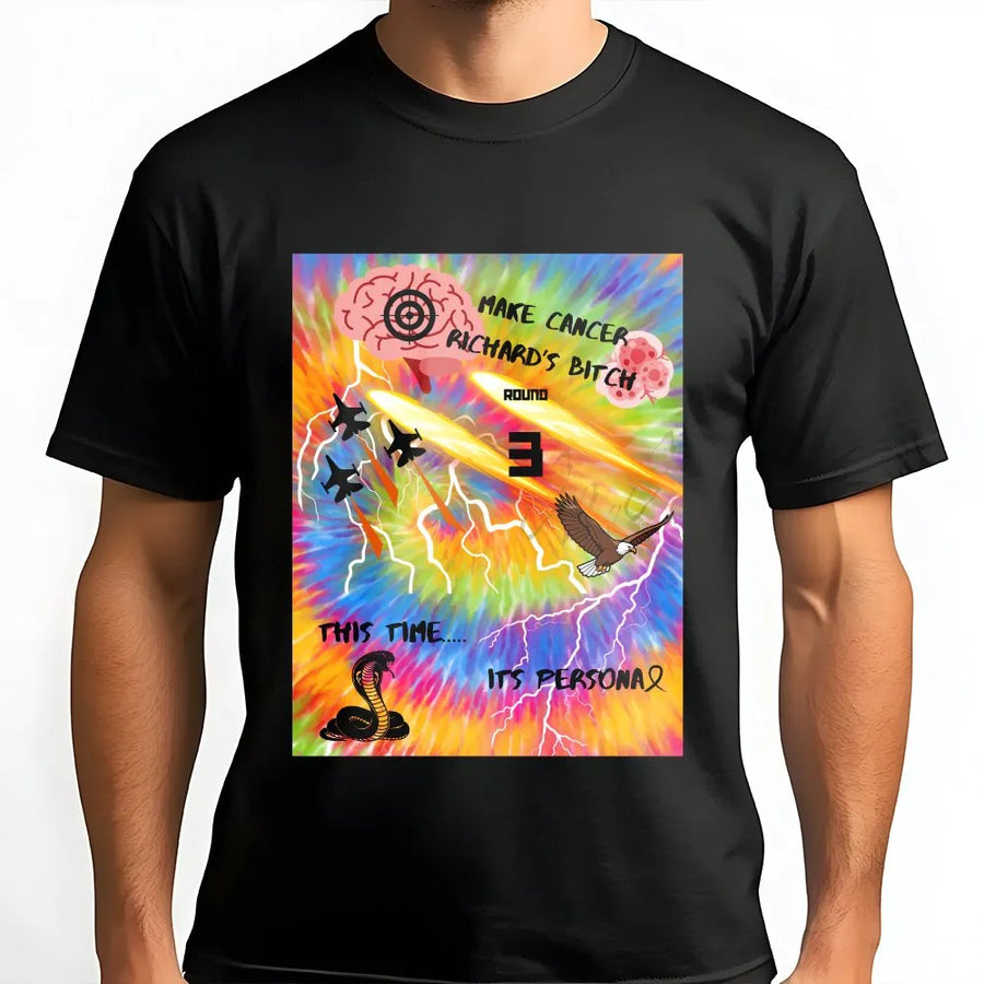 Cancer Fighter T-Shirt | Aggressive Tie Dye Graphic | Soft Cotton Blend | Support Gift for Chemo Warrior