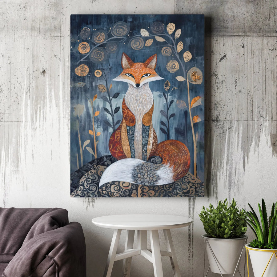 Fox Canvas Wall Art | Whimsical Woodland Animal Painting | Premium Fade-Resistant Print | Collector's Gift for Nature Lover