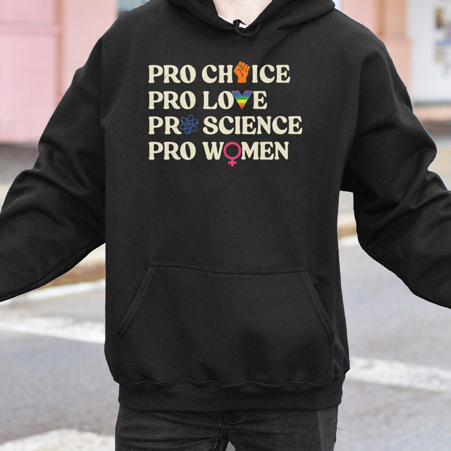 Pro Choice Pro Women Hoodie | Feminist Human Rights Graphic Sweatshirt | Premium Cotton-Blend Apparel | Activist Gift for Equality Supporters