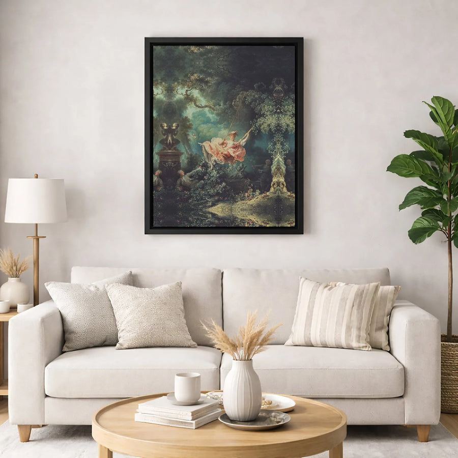 The Swing by Fragonard Canvas Art | Mirrored Rococo Masterpiece Wall Decor | Premium Fade-Resistant Gallery Wrap | Elegant Living Room Gift