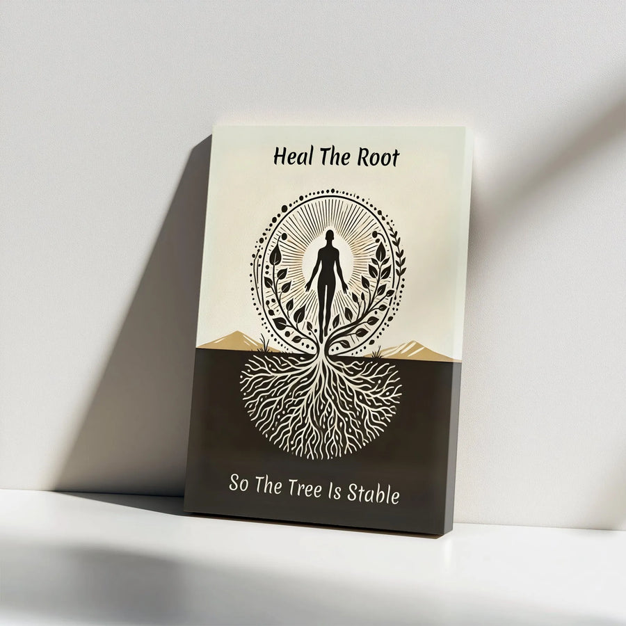 Heal The Root Canvas Print | Tree of Life Inspirational Quote Art | Premium Gallery Wrapped Canvas | Therapy Office Decor & Mindfulness Gift