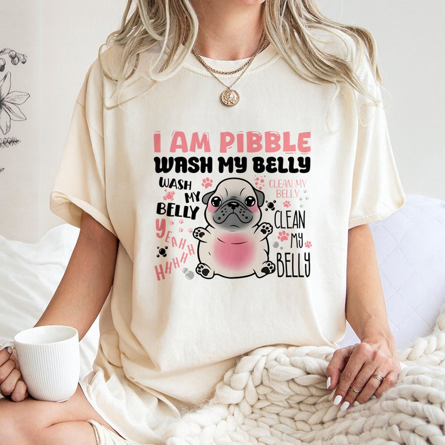 Pug Belly Rub T-Shirt | Funny Dog Lover Graphic Tee | 100% Premium Cotton Shirt | Cute Puppy Gift for Dog Moms & Dads