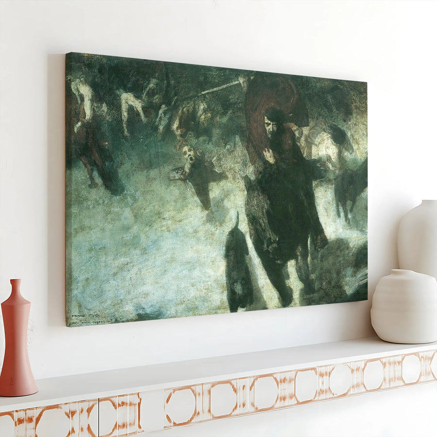The Wild Hunt Canvas Print | Franz von Stuck Norse Mythology Art | Premium Fade-Resistant Canvas | Dark Academia Gothic Home Decor Gift