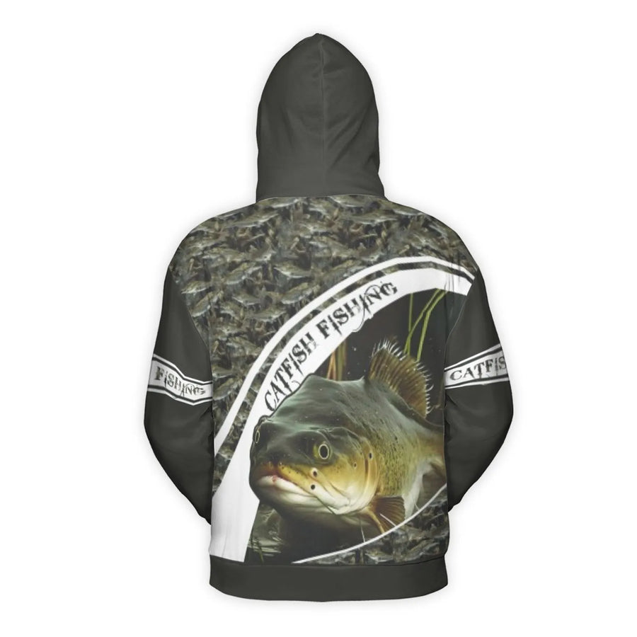 Catfish Fishing Hoodie | Realistic 3D Fish Graphic | Premium Brushed Fleece Pullover | Unique Outdoor Gift for Anglers