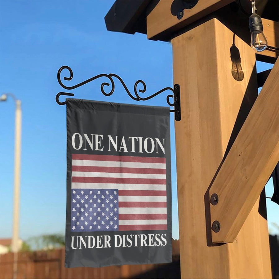 One Nation Under Distress Garden Flag | Upside Down US Flag Patriotic Decor | Weather-Resistant Premium Polyester | Durable Outdoor Yard Sign