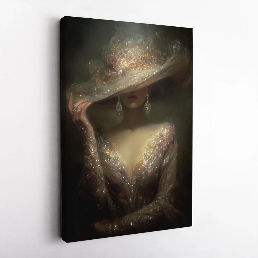 Elegant Woman Canvas Art | Sparkling Glamour Portrait | 1.25 Inch Gallery Wrap | Luxury Home Decor Gift