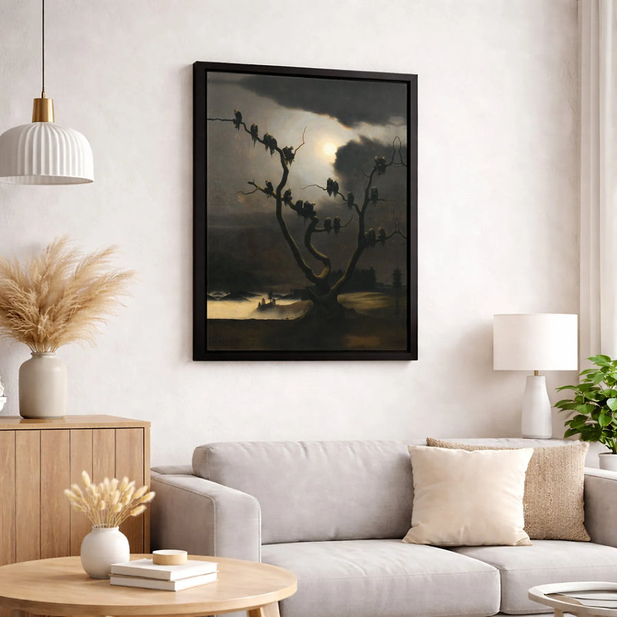 Caspar David Friedrich Wall Art | The Crows Gothic Oil Painting | Premium Gallery-Wrapped Canvas Print | Dark Academia Home Decor Gift