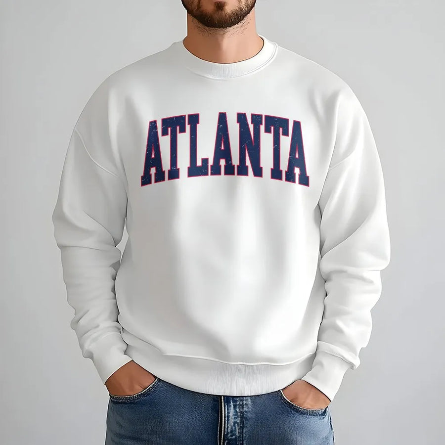 Atlanta Sweatshirt | Vintage Collegiate Font Crewneck | Premium Soft Pullover | Atlanta Georgia Souvenir Gift for Men and Women