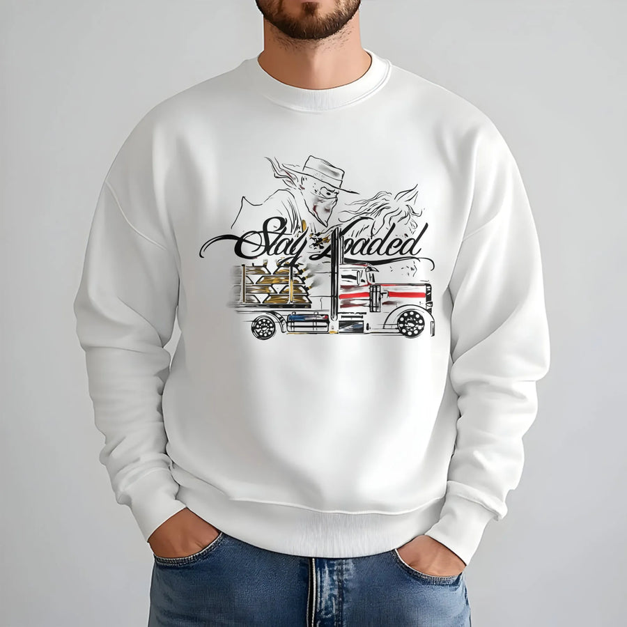 Stay Loaded Semi Truck Sweatshirt | Vintage Trucker Graphic Apparel | Premium Cotton Blend | Gift For Truck Driver And Long Haul Enthusiast