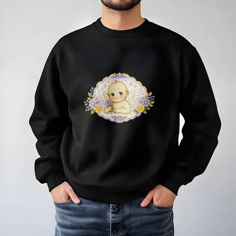 Baby Angel Cherub Sweatshirt | Vintage Aesthetic Floral Art | Cotton Blend Premium Crewneck | Whimsical Gift For Her