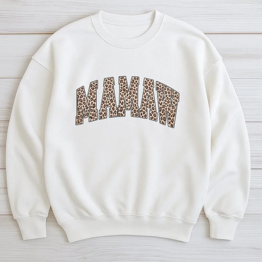 Baseball Sweatshirt | Leopard Print Varsity Letters | Cozy Cotton Blend | Game Day Gift for Baseball Mom