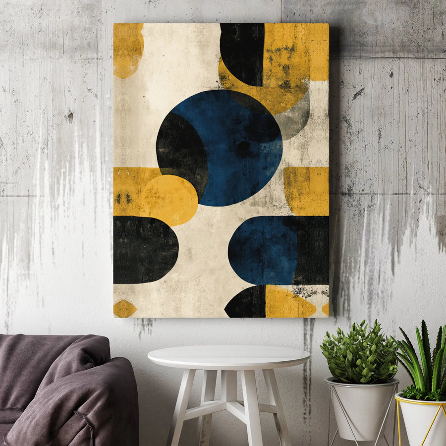 Mid Century Abstract Canvas | Geometric Wall Art Print | Premium Gallery-Wrapped 1.25-Inch Profile | Minimalist Modern Home Office Decor