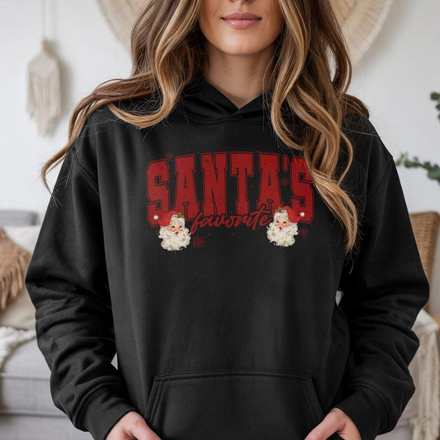 Santa's Favorite Hoodie | Retro Christmas Graphic Sweatshirt | Premium Cotton Blend | Unisex Holiday Gift for Men and Women