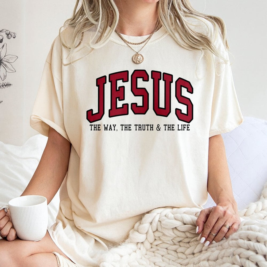 Jesus The Way The Truth And The Life T-Shirt | Christian Religious Scripture Graphic Tee | 100% Cotton Premium Quality | Faithful Gift For Believers