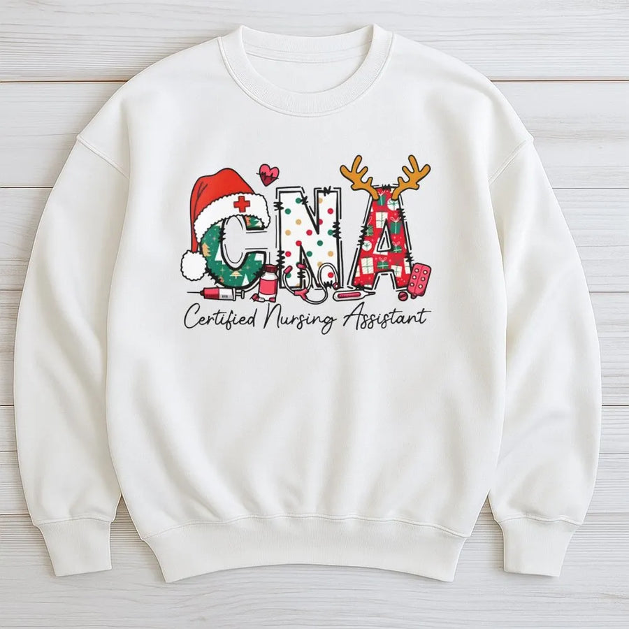 CNA Christmas Sweatshirt | Festive Certified Nursing Assistant Holiday Design | Premium Soft Cotton Blend | Perfect Gift for Nurses