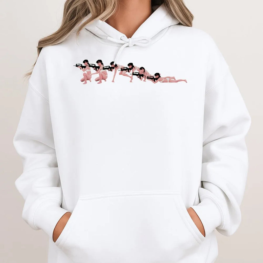 Anime Girl Gunner Hoodie | Tactical Waifu Graphic Print | Premium Cotton Blend Sweatshirt | Edgy Urban Streetwear Gift for Gaming Fans