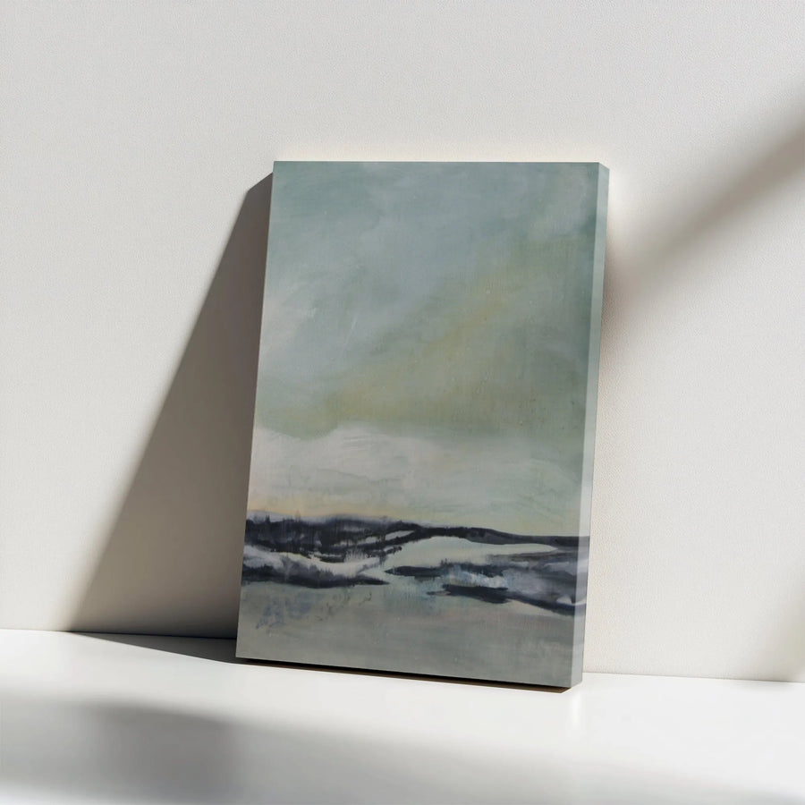 Abstract Landscape Vertical Canvas | Muted Watercolor Coastal Art Print | Premium Gallery Wrap Wall Decor | Modern Home & Office Gift