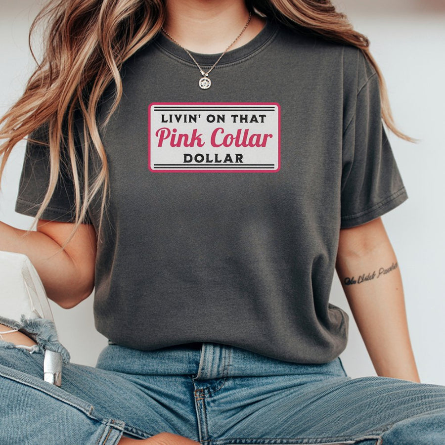 Pink Collar Dollar T-Shirt | Retro Western Graphic Tee | 100% Cotton Premium Quality | Gift for Cowgirls and Country Music Fans