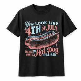 4th of July T-Shirt | Funny Hot Dog Quote Graphic Tee | 100% Cotton Premium Apparel | Patriotic Summer Party Gift for Adults