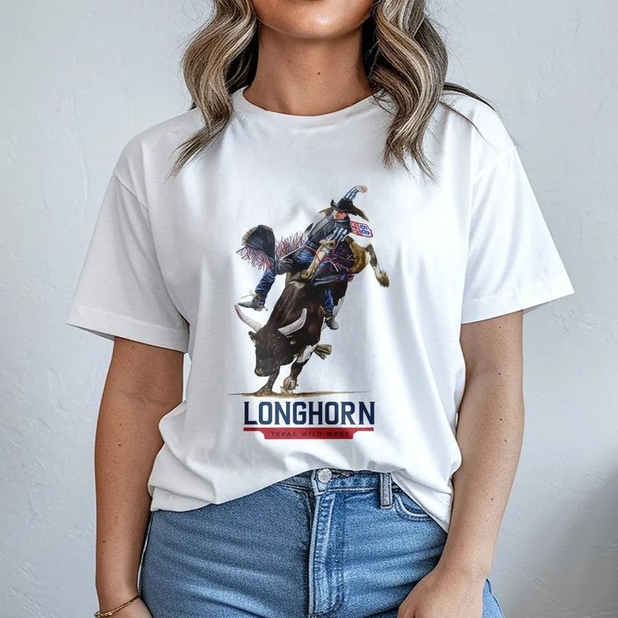 Bull Rider T-Shirt | Texas Wild West Rodeo Graphic | Premium Cotton Western Apparel | Gift for Cowboy and Country Music Fans