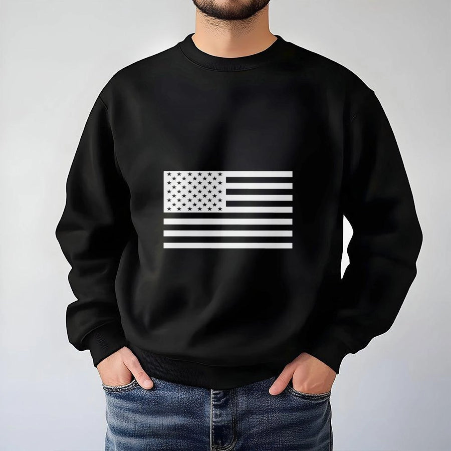 American Flag Sweatshirt | Minimalist Patriotic Graphic Design | Premium Cotton Blend Crewneck | Unisex USA Pride Gift for Men and Women