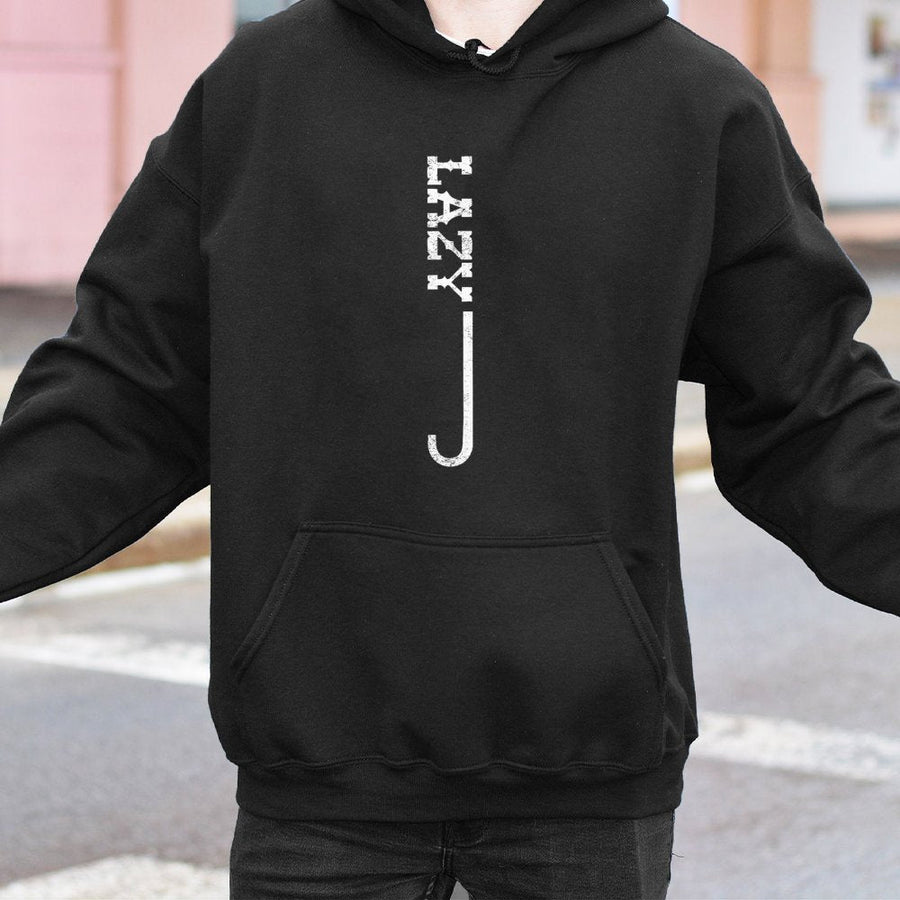 Lazy J Cattle Brand Hoodie | Western Ranch Lifestyle Graphic | Premium Cotton Blend | Gift for Farmers and Ranchers