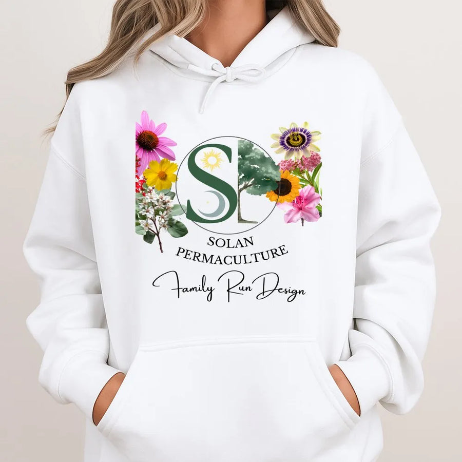 Botanical Garden Hoodie | Permaculture Wildflower Design | Soft Cotton Unisex Tee | Gift for Homesteader & Nature Lover