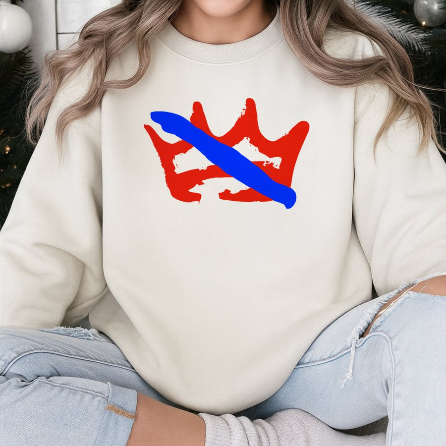 No Kings Sweatshirt | Red Crown Graphic Protest Design | Premium Cotton Blend | Anti-Authoritarian Statement for Men and Women