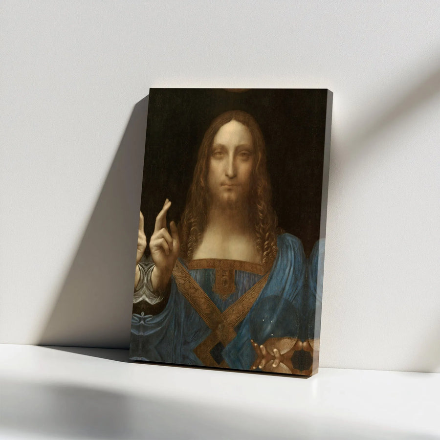 Salvator Mundi Canvas Print | Leonardo da Vinci Renaissance Wall Art | Premium Gallery Wrapped Canvas | Religious Decor for Home or Office Gift