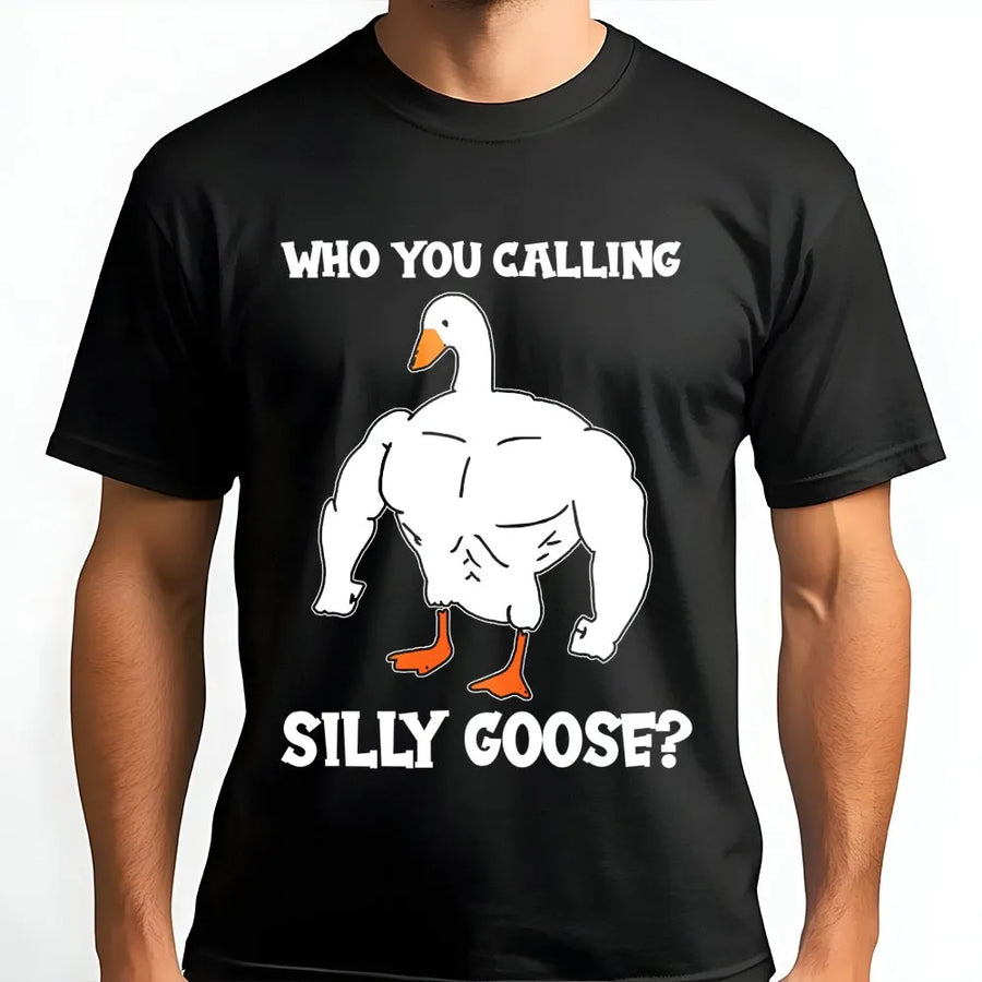 Silly Goose Gym T-Shirt | Funny Muscular Duck Meme Graphic | Premium Soft Cotton Tee | Hilarious Workout Gift for Men and Women