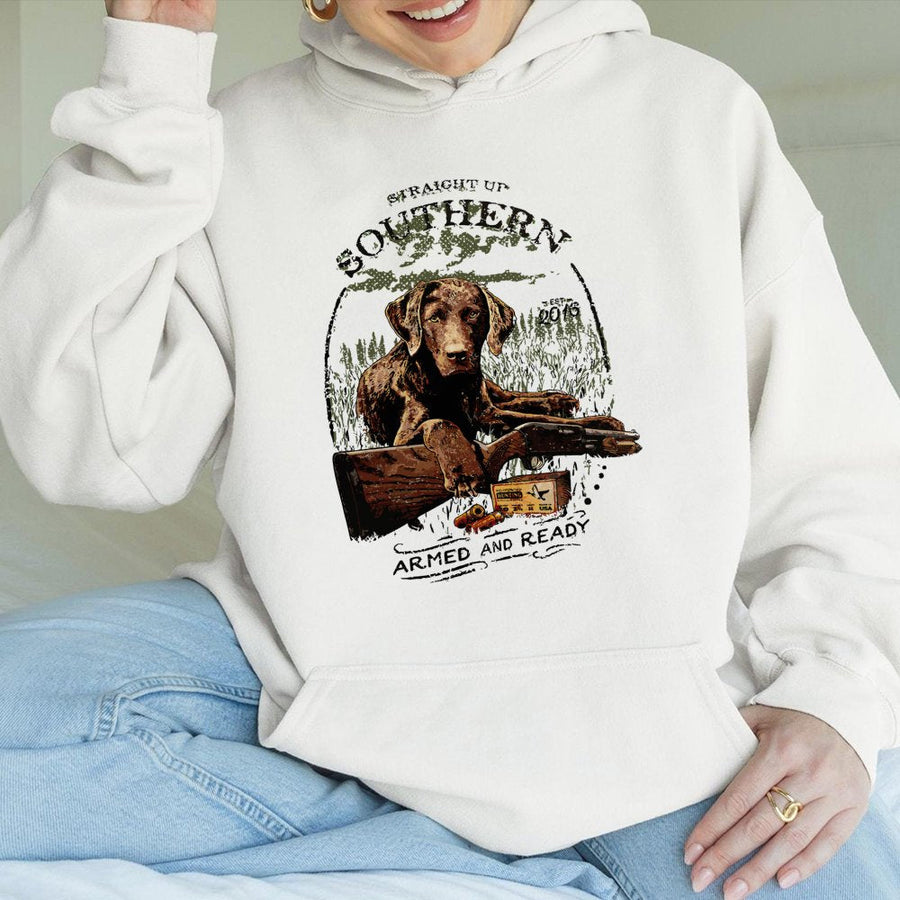 Lab Retriever Hunting Hoodie | Straight Up Southern Graphic | Cotton-Poly Blend | Premium Gift for Dog Lovers and Outdoor Enthusiasts