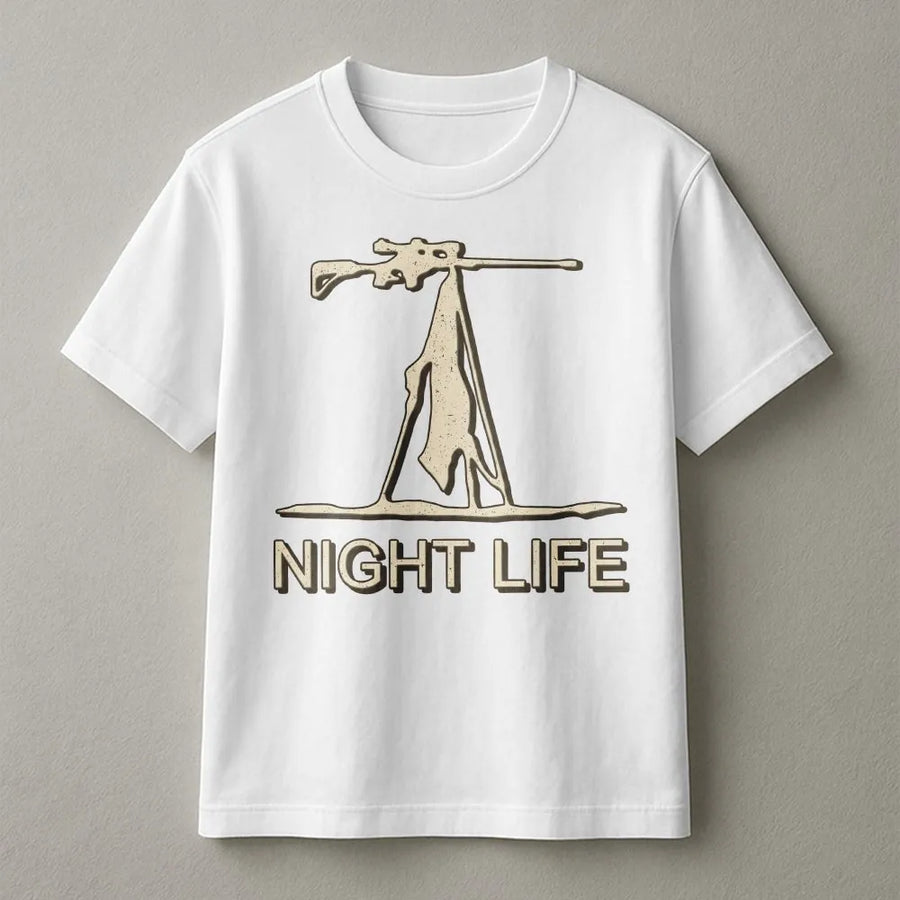 Night Hunting T-Shirt | Coyote Varmint Tripod Graphic Tee | Premium Cotton | Gift for Predator Hunter