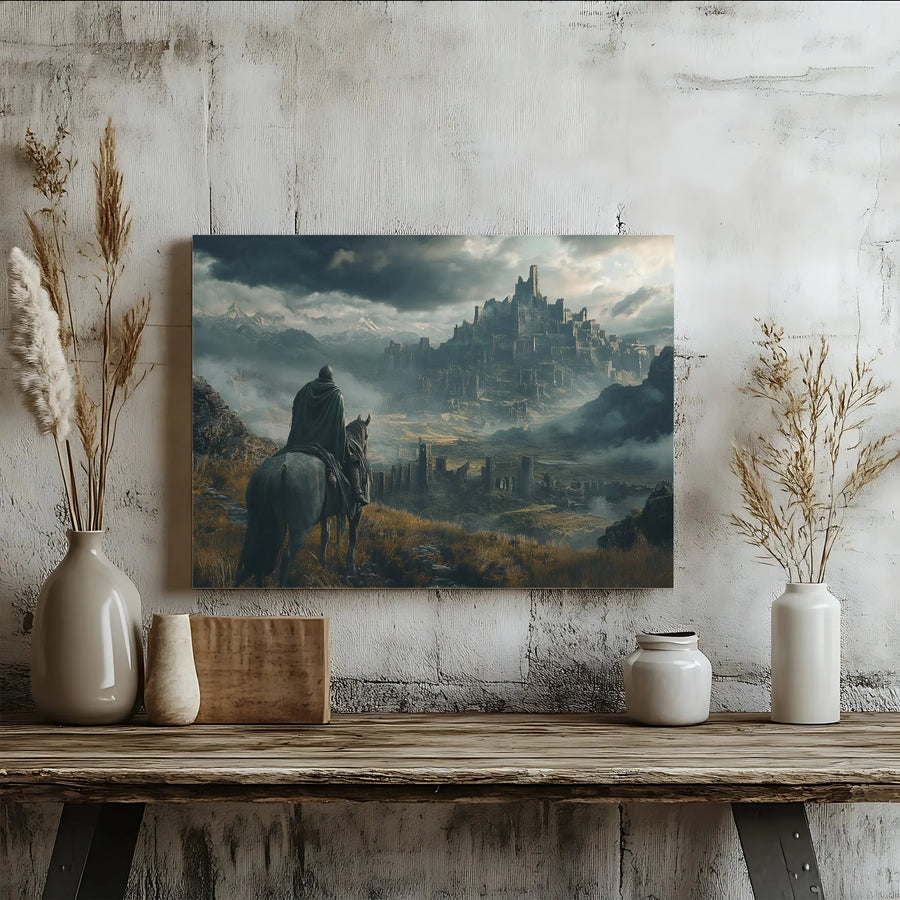 Dark Fantasy Knight Wall Art | Epic Castle Landscape Canvas Print | Premium Gallery-Wrapped Decor | Gift For Medieval Fantasy Lovers