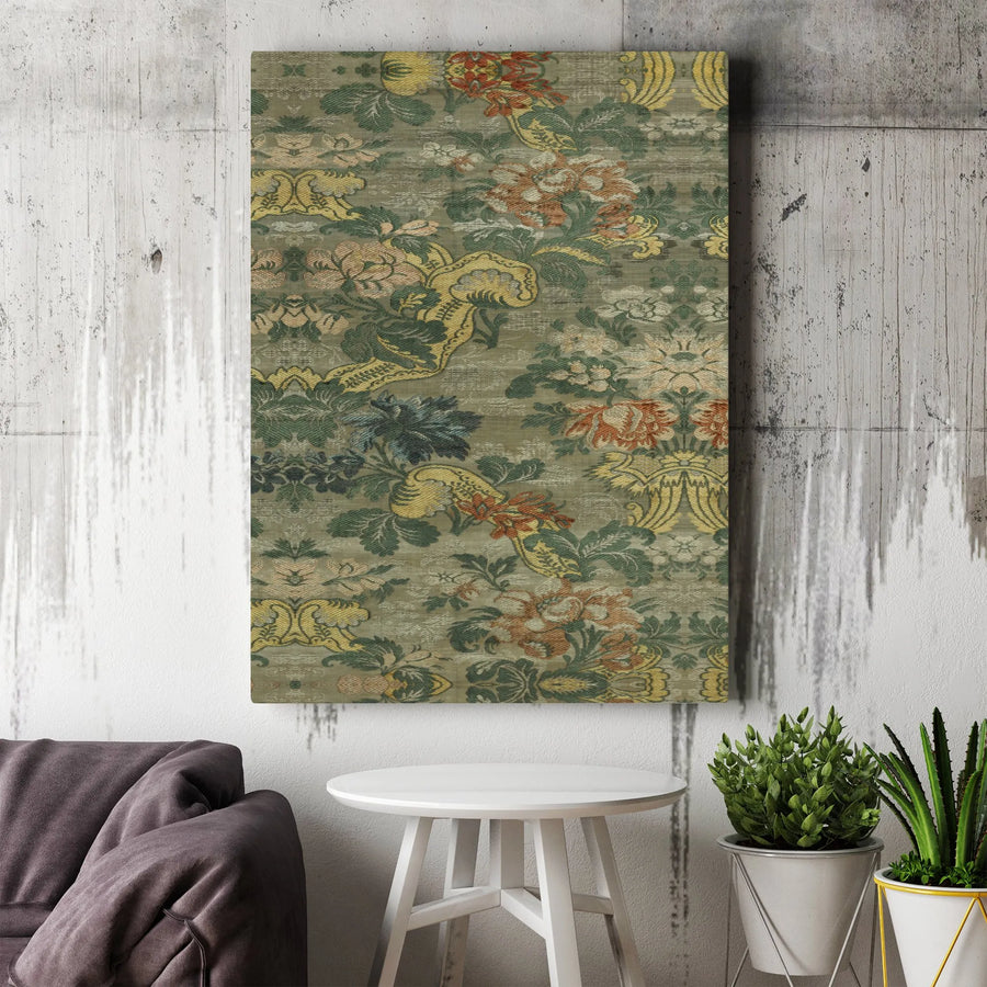 Vintage Floral Canvas Wall Art | Antique Botanical Tapestry Print | Premium Gallery Wrapped Canvas | Shabby Chic Living Room Decor Gift