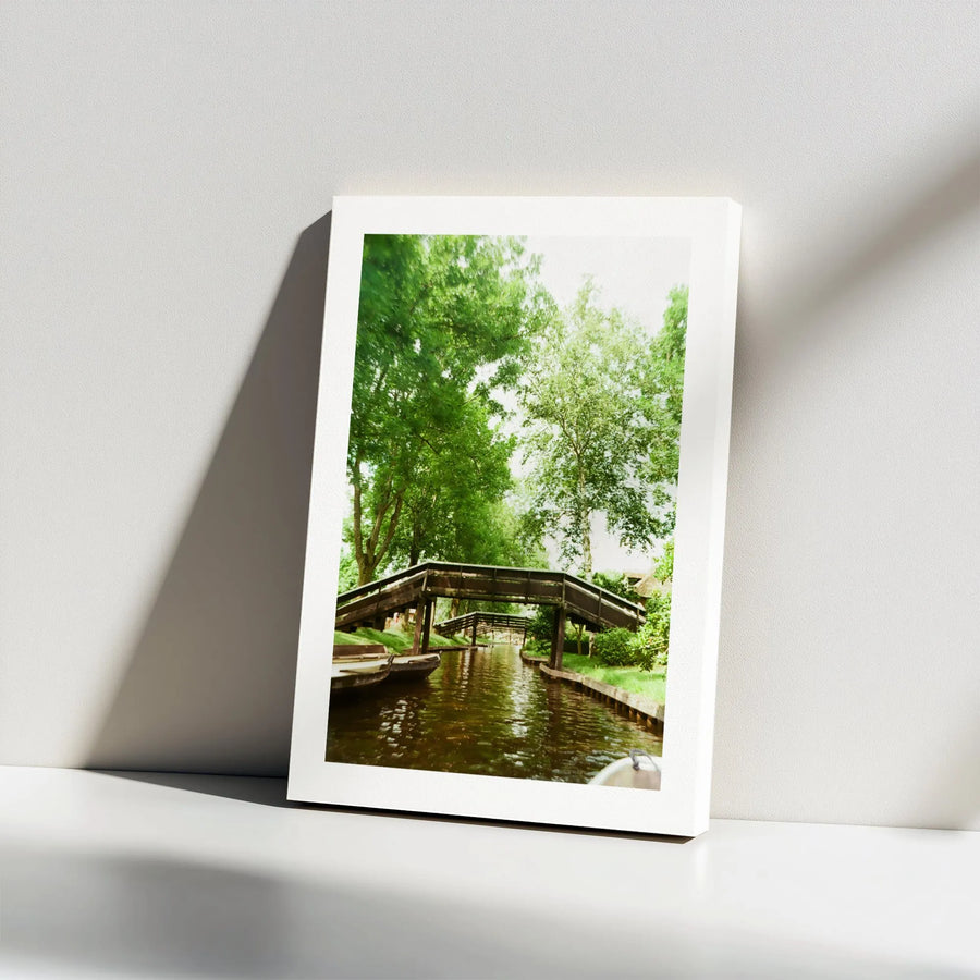 Giethoorn Netherlands Canal Canvas Wall Art | Scenic Dutch Village with Wooden Bridges | Premium Gallery Wrap Print | Travel Gift for Home Decor