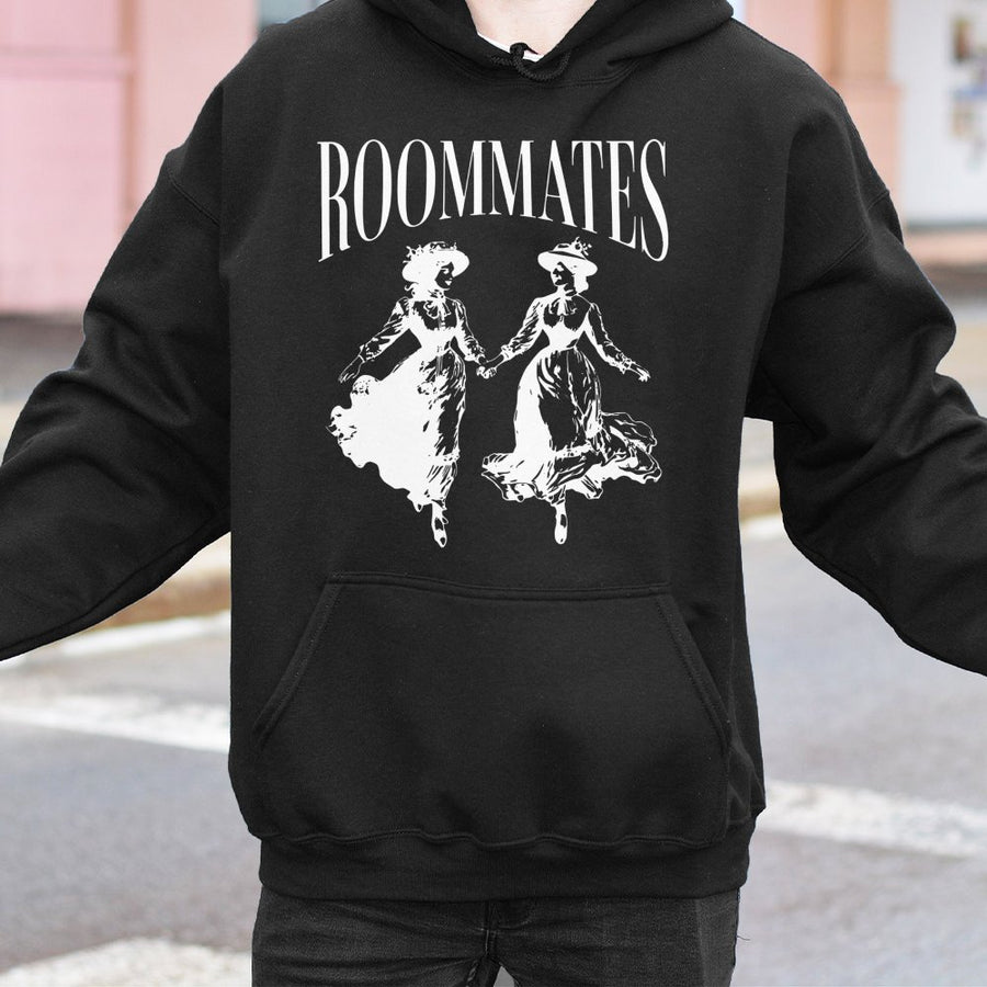 Roommates Hoodie | Vintage Aesthetic Lesbian Pride Graphic | Premium Cotton Blend | Gift For LGBTQ Couple And Pride Month