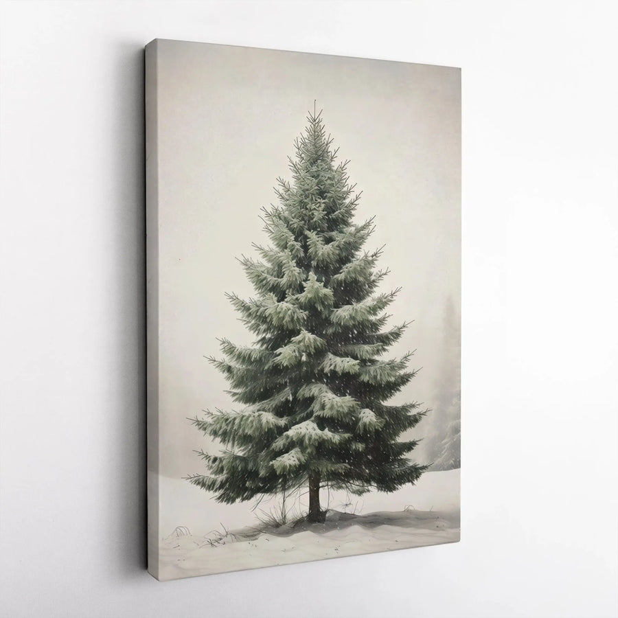 Snowy Pine Tree Canvas Print | Minimalist Winter Forest Wall Art | Premium Gallery-Wrapped Decor | Ready to Hang Holiday Home Gift