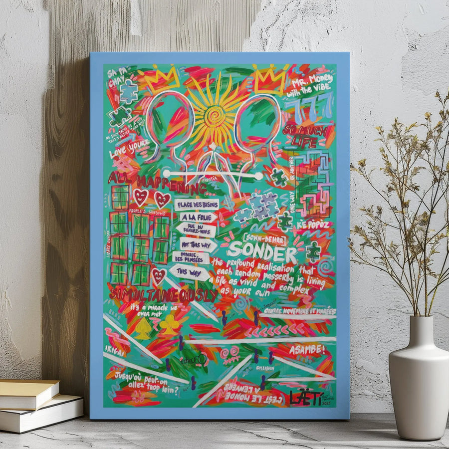 Sonder Definition Wall Art | Motivational Street Art Graffiti Canvas | Premium Gallery Wrap Decor | Inspirational Quote Gift for Home Office