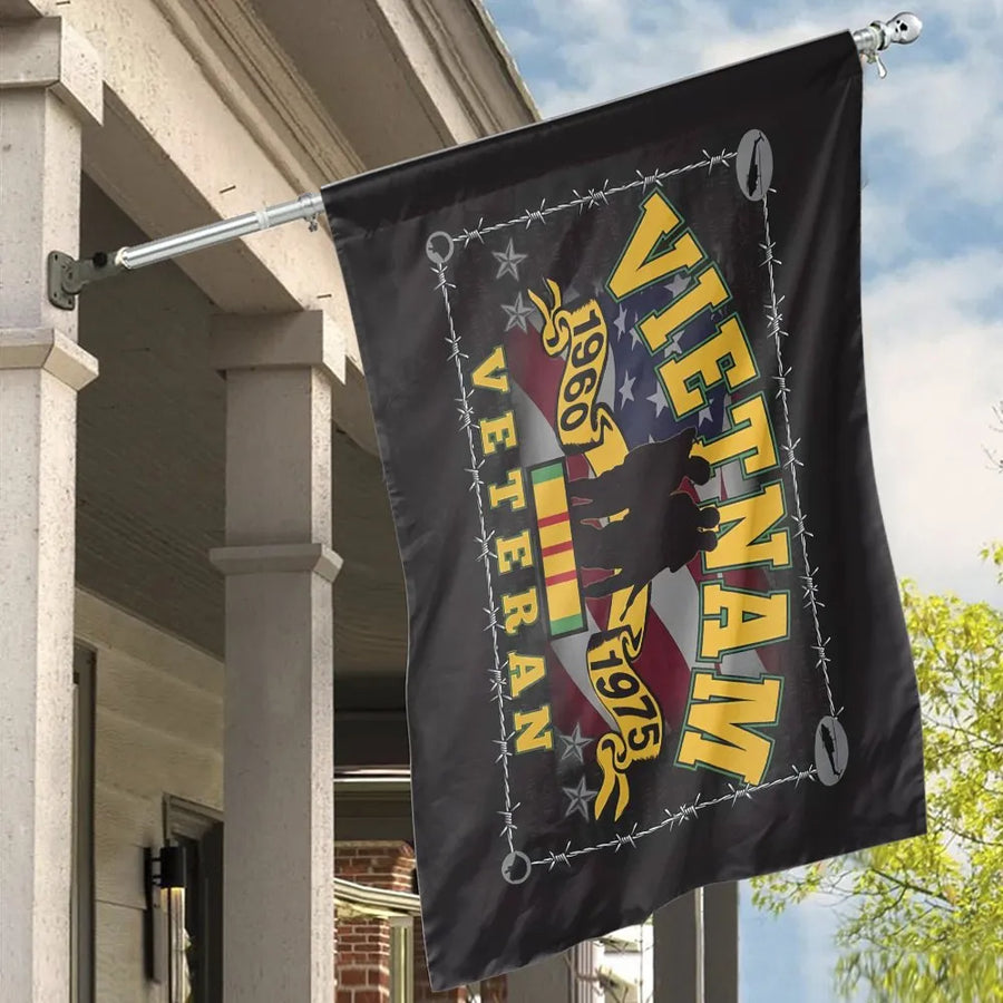 Vietnam Veteran House Flag | Patriotic Military Soldier Design | Premium Weather-Resistant Fabric | Memorial Gift for Vietnam Vets & Family