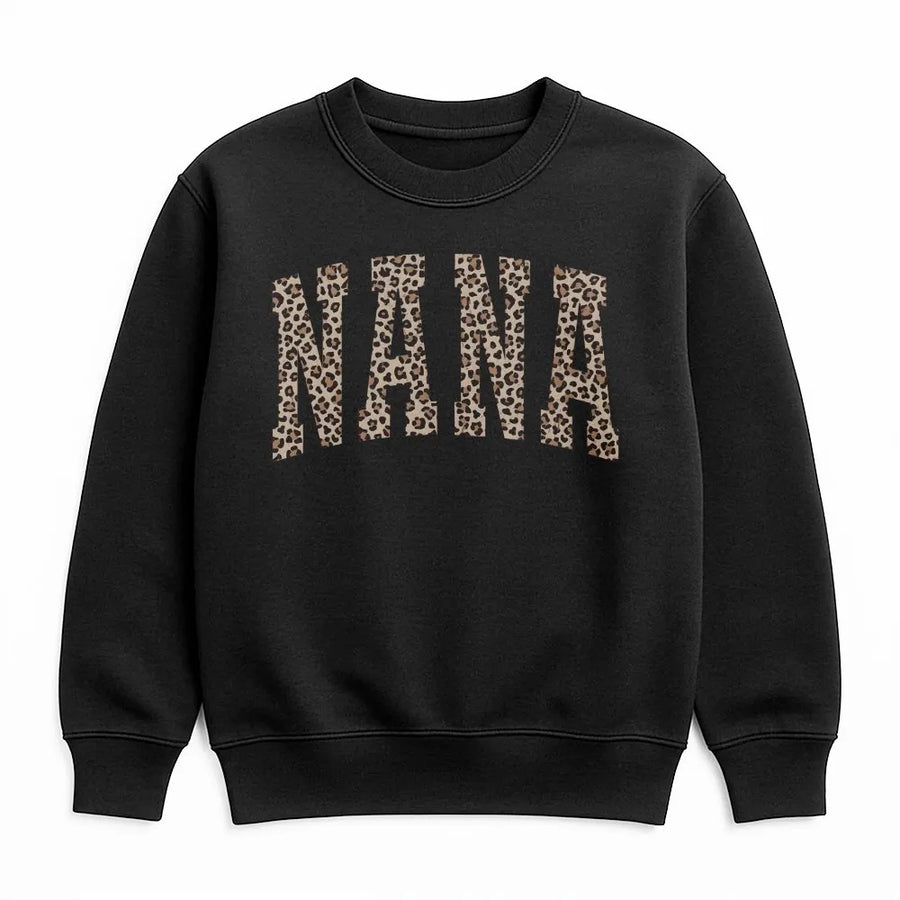 Nana Leopard Print Shirt | Cute Varsity Letter Graphic Tee | Premium Soft Cotton | Mothers Day or Birthday Gift for Grandma
