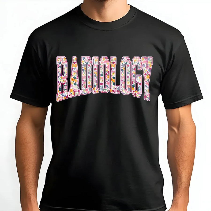 Radiology Technologist T-Shirt | Floral Varsity Lettering Design | Premium 100% Cotton | Gift for Rad Tech Students and Medical Professionals
