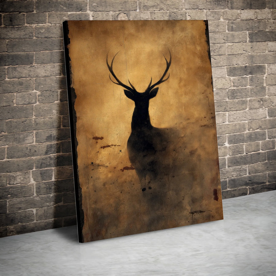 Rustic Deer Silhouette Canvas Print | Minimalist Stag Wall Art | Premium 1.25" Thick Gallery Canvas | Cabin & Lodge Decor Gift For Hunter