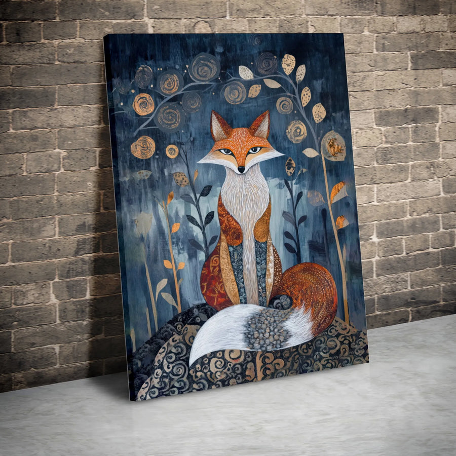 Fox Canvas Wall Art | Decorative Woodland Animal Pattern | Gallery-Quality 1.25-Inch Profile | Modern Nature Gift for Living Room Decor