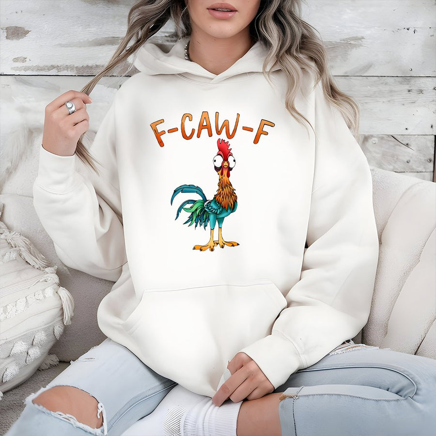 Funny Chicken Hoodie | F-Caw-F Quirky Rooster Graphic | Premium Cotton Blend Pullover | Unisex Gift for Poultry Lovers and Farmers