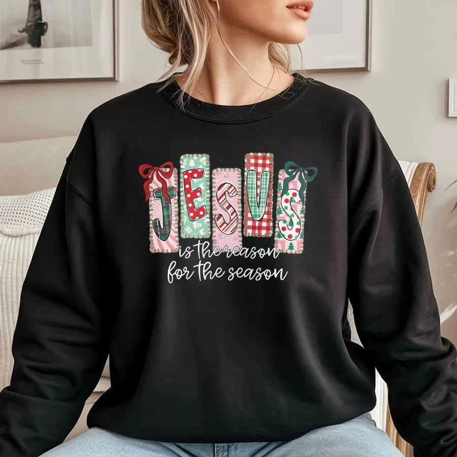 Jesus Is The Reason For The Season Sweatshirt | Festive Christian Holiday Graphic | Premium Cotton Blend | Faith-Based Religious Christmas Gift