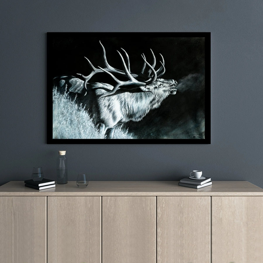 Bugling Bull Elk Canvas Print | Realistic Wildlife Wall Art | Premium Gallery Wrapped Decor | Mountain Lodge Hunting Cabin Gift