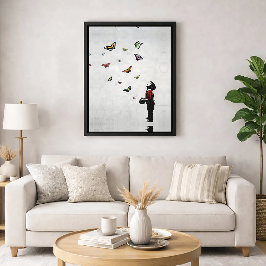 Butterfly Boy Canvas Wall Art | Urban Street Style Graffiti Decor | Premium Fade-Resistant Gallery Wrap | Modern Home Office Aesthetic Gift