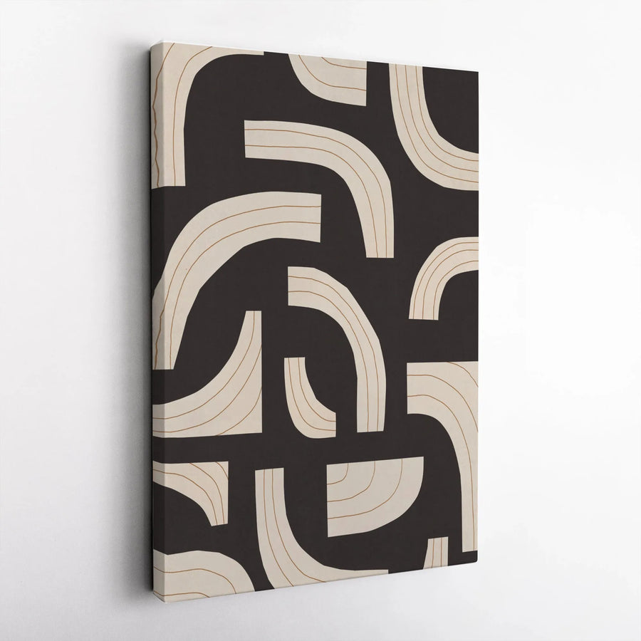 Abstract Rhythm Canvas Wall Art | Modern Geometric Curved Lines Print | Premium Gallery Wrapped Canvas | Minimalist Contemporary Home Decor Gift